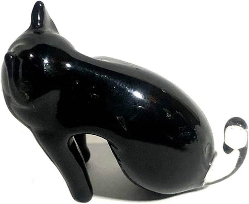 Handmade Mini 1.5" Blown Glass Cat Putitto Figurines, Collectible Dollhouse Gift Ideas