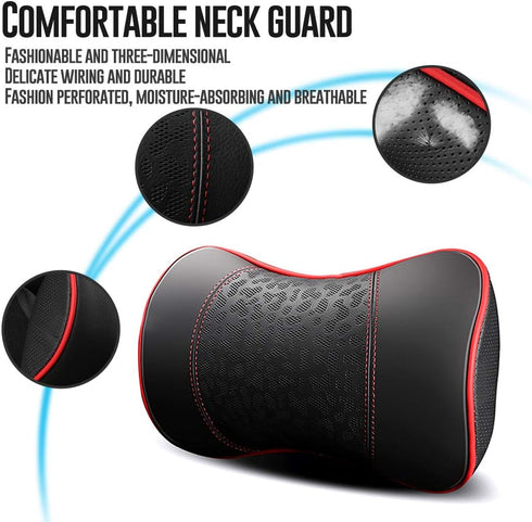 Cushions,100% Set (2 HAOTULE Car Leather Neck Pillows, Neck Rest Memory Foam Cervical Support, Comfortable Travel car