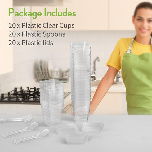 FIFWVGP 5 oz 60Pcs Plastic Dessert Cups With Lids and Spoons, Yogurt Parfait Appetizer Cups for Party, Mini Dessert