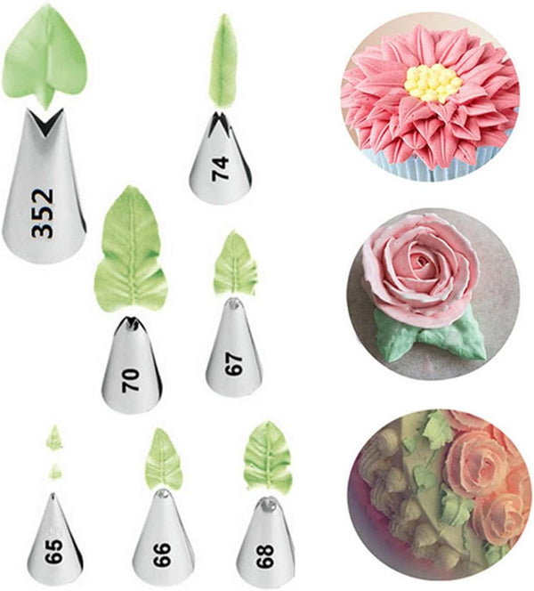 7-Piece Stainless Steel Piping Tips Set for Cake Decorating, Cookies, Cupcakes, Icing Tools