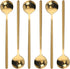 6 Pcs Stainless Steel Coffee Spoons, Round Dessert Spoons, Long Handle Spoons for Hot Chocolate, Ice Tea, Latte