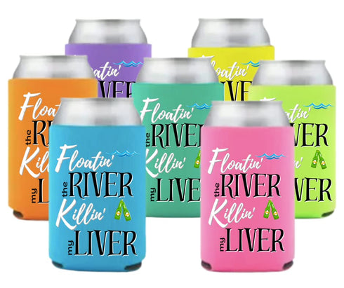 Floatin' the River Killin' My Liver Coolies Party Favor Gift (7 Pack) for Girls Trip
