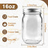 Leaflai 2 Pack 16oz Glass Mason Jars with Airtight Lids - Regular Mouth Canning Jars for Jam, Honey, Jelly, Pickling