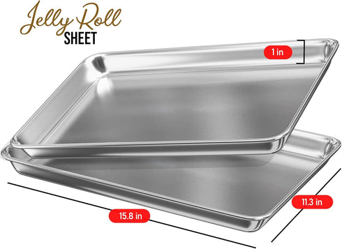 Eatex Aluminum Steel Cookie Sheet, 15” x 10” Baking Pan, Warp Resistant Cookie Sheets for Baking Nonstick, Durable Jelly Roll Pan, Durable Sheet Pans for Baking