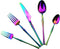 Gugrida Rainbow Silverware Set, 5-Piece 18/10 Stainless Steel Flatware Cutlery Set for 1, Dishwasher Safe