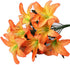 Artificial Lily - 10 Heads Fake Flower Bouquet for Wedding Party Decor, Home, Hotel, Office, Garden Craft Art (Orange)
