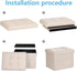 17x17x13 Inches, Bsketa Storage Ottoman Foot Rest, Folding Linen Cotton Ottoman with Storage with Side Pockets
