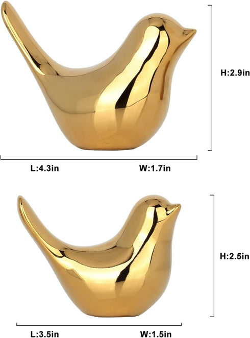 2 XMGZQ Pcs Gold Decor Accents,Small Animal Statues,Modern Home Decorative, Birds Sculpture, Ornaments for Shelf