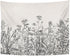 Emvency Tapestry Black and White Floral Border Herbs and Wild Flowers Botanical Wall Hanging 50" x 60" Print