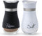 Lonffery Salt and Pepper Shakers Set - 4 oz Farmhouse Spice Dispenser with Glass Bottom, Black and White, Set of 2