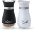 Lonffery Salt and Pepper Shakers Set - 4 oz Farmhouse Spice Dispenser with Glass Bottom, Black and White, Set of 2