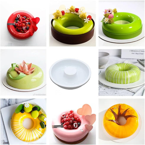 7 Inch Silicone Baking Molds, Fluted Tube Cake Pans, Non Stick Round Molds for Jello, Brownie - White