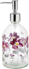 17oz Glass Soap Dispenser Bottle with Plastic Pump - Flower Design