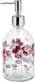 17oz Glass Soap Dispenser Bottle with Plastic Pump - Flower Design