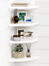 Forbena White Corner Floating Shelves for Wall Set of 4, Rounded Corner