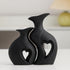 Set 2,Filled Black Ceramic Vase of with Love,Modern Minimalist Bohemian Vases Home DecorHeart Shape Matte Ceramic Vases