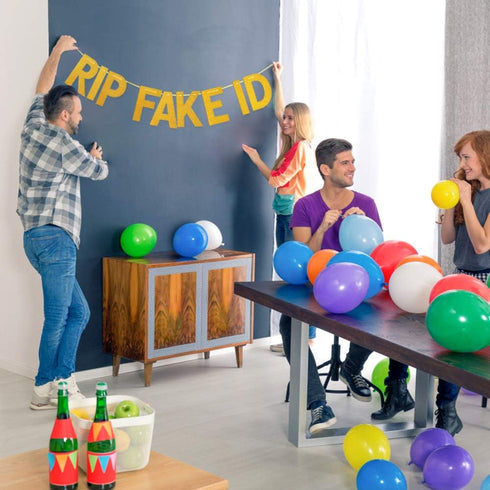 Pre-Strung Funny 21st Birthday Decorations for Him Her, Gold Glitter Banner for 21 Birthday Party Supplies