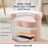 12" Inch Ornavo Home Pink Boucle Storage Ottoman Cube Flower-Shaped Footstool with Hidden Storage, Faux Teddy Fur Foot