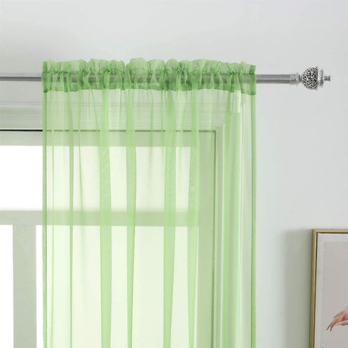 GYROHOME Basic Rod Pocket Sheer Voile Curtain Set of 2 Panels, Sunlight Filtering for Living Room (Green 52x84 inch)