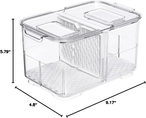 SANNO Vegetable Fruit Storage Containers - Stackable Produce Saver with Lids and Vents for Fresh Produce in Refrigerator