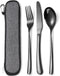 MURRI&MURRDI Stainless Steel Cutlery Set for 1, 3 Piece Reusable Flatware Set with Case, Knife Fork Spoon