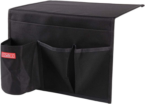Bedside Storage Organizer - Caddy for Remotes, Phone, Glasses with 4 Pockets in Black