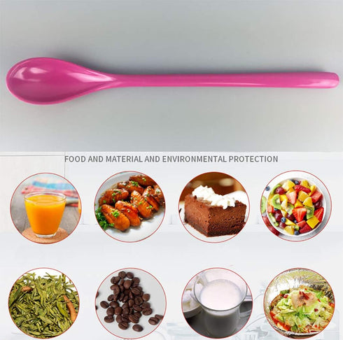 Set of 8 Colorful Melamine Mixing Spoons, Long Espresso Spoons for Coffee and Dessert, 8.8-Inch