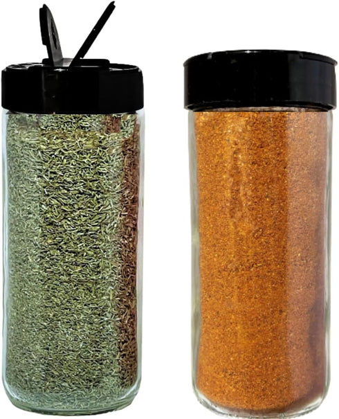 Premium Glass Spice Shakers - 16 oz Seasoning Dispenser with Sifting Lids for Popcorn, Cheese, Cinnamon, Salt, Made in