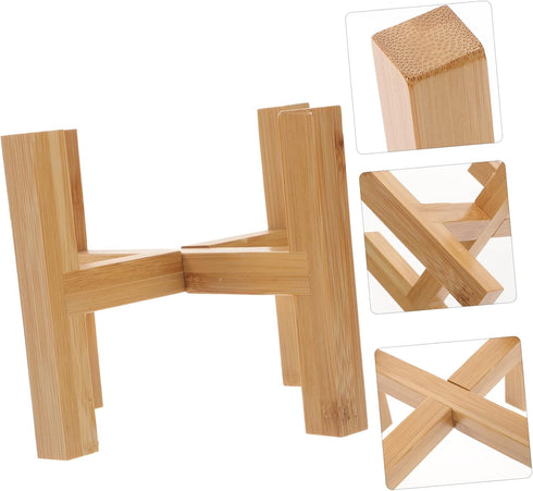 Wooden Planter Stand - 1pc Bamboo Tray Small Plant Holder Shelf for Indoor Flower Pots, Bonsai Stand