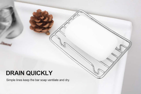 Bar Soap Dish Holder for Shower Bathroom, Stainless Steel Rust Proof Self Draining, Chrome-1 Pack