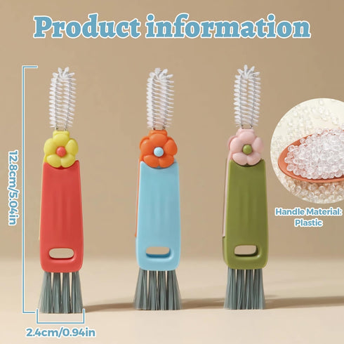 3 in 1 Cup Lid Cleaning Brush, Portable Multifunctional Cleaning Tool for Home Kitchen