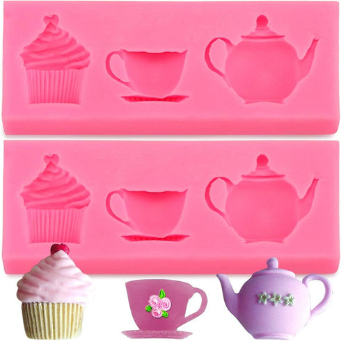Meiyouju 2 Pack Food Grade Silicone Molds for Candy, Cake Decoration, Chocolate, Jewelry Making, Teapot, Polymer Clay