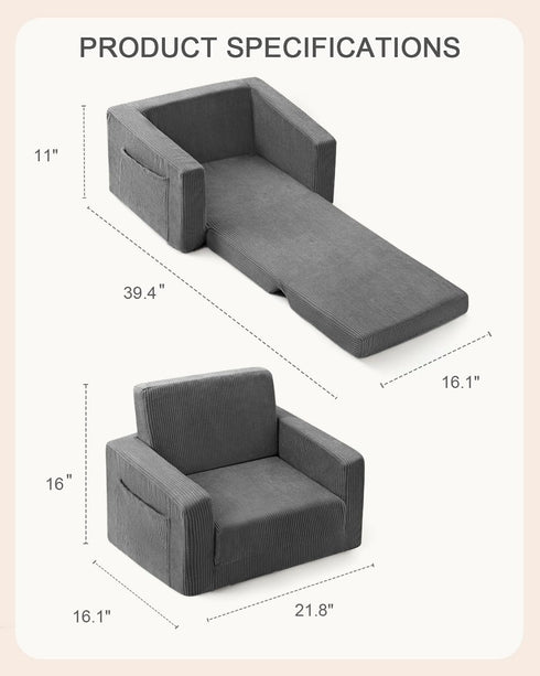 Chair,2-in-1 1-3 Toddle & Kids Soft Toddler Couches that Fold Out,Toddler Chairs Comfy Years Old,Convertible Sofa