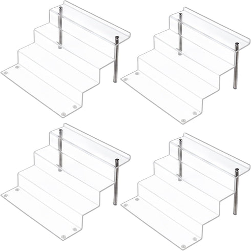 LileZbox Acrylic Display Risers Shelf for Pops Figures, Clear 4-Step Display Stand for Collection (12 X 9 in) (Large-4