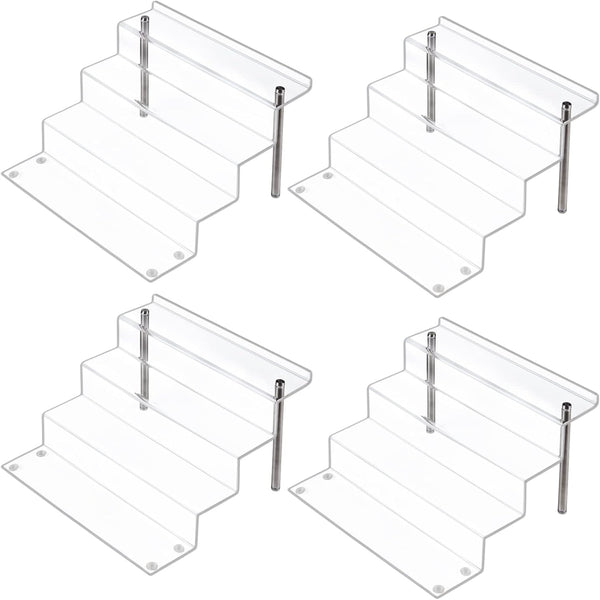 LileZbox Acrylic Display Risers Shelf for Pops Figures, Clear 4-Step Display Stand for Collection (12 X 9 in) (Large-4