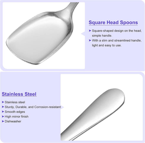 uxcell Set of 6 Stainless Steel Ice Cream Spoons, 7.5-Inch Dessert Yogurt Shovel Spoons for Home, Kitchen, Restaurant