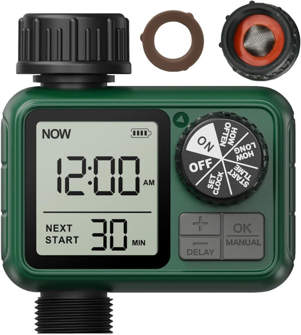 XinFuture Water Timer, Programmable Garden Hose Timer with Rain Delay, Waterproof Digital Irrigation Timer