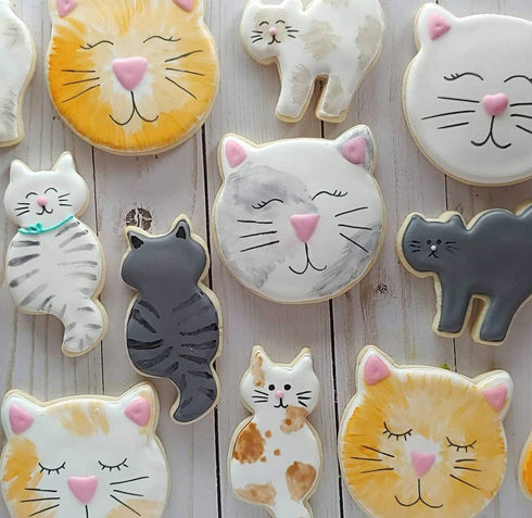 Ann Clark Cat Cookie Cutters 3-Pc. Set Made in USA - Cat Face, Sitting Cat, Curled Cat
