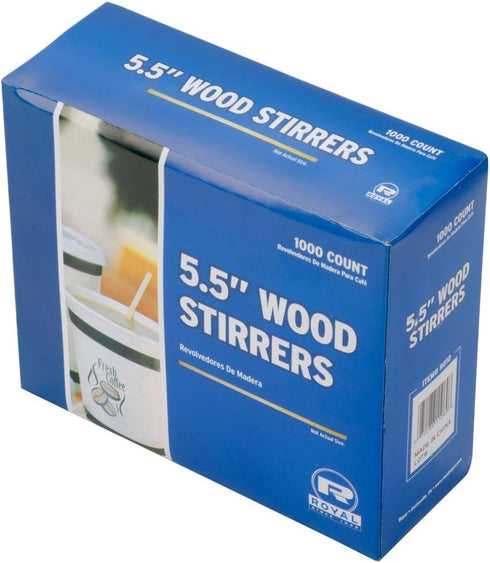 Royal 1000 Count Wood Coffee Beverage Stirrers, 5.5"