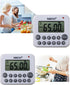 XREXS Digital Kitchen Timer with Magnet Back and Clip, Loud Alarm, Large Display, White (2 Batteries Included)