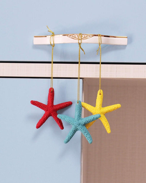 LJY 40 Pieces 2.3 Inches Resin Pencil Finger Starfish with Rope for Christmas Tree Ornaments