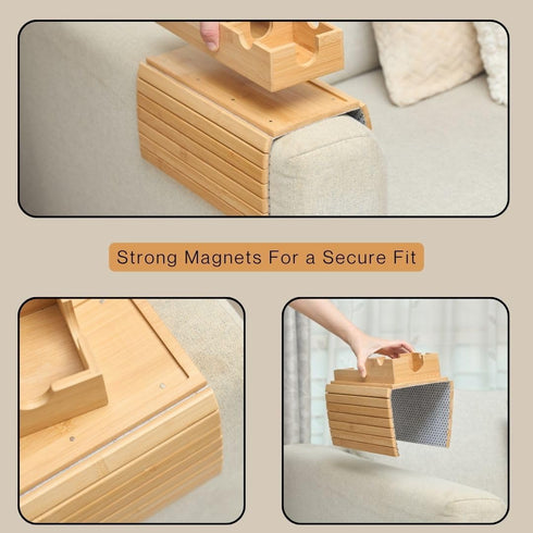 Couch Cup Holder Tray - Portable Sofa Arm Tray Table - Anti-Spill Armchair Caddy Couch Arm Table Snack Organizer