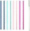 Ello Impact 8 Pack Reusable Plastic Straws, Dishwasher Safe, BPA-Free with Cleaning Brush, Rosewater