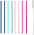 Ello Impact 8 Pack Reusable Plastic Straws, Dishwasher Safe, BPA-Free with Cleaning Brush, Rosewater