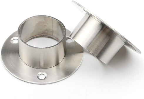 Stainless Steel Closet Rod Flange Holder for 1.5 inch (38mm) Diameter Steel Pipe, Pack of 2
