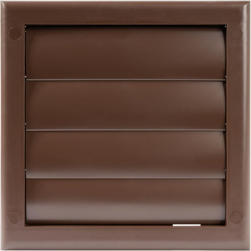 Plastic 4" Brown Dryer Vent Cover with Flange - Exhaust Ventilation Grille with Shutters for Various Ventilation Systems