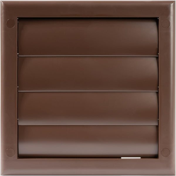 Plastic 4" Brown Dryer Vent Cover with Flange - Exhaust Ventilation Grille with Shutters for Various Ventilation Systems