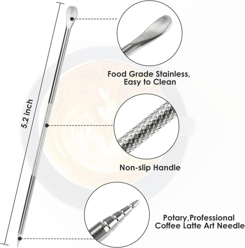 Milk Frothing Pitcher, 12oz Espresso Steaming Pitcher, Stainless Steel Milk Jug Cup with Decorating Pen