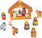 Fun Express Mini Christmas Nativity Set, 9 Pieces with Stable, Jesus, Mary, Joseph, Wisemen - Red, Blue, Green, Beige,