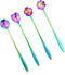 Flower Spoon Set of 4 PCS, LEEFONE 7" Flower Pattern Long Handle Spoon for Tea & Ice Cream